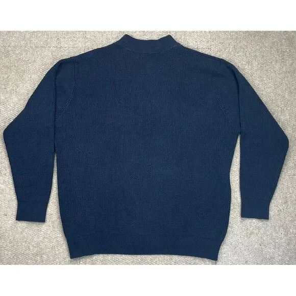 L.L. Bean Vintage Men's Blue 1/4 Button Up‎ Fisherman Sweater Size XL
